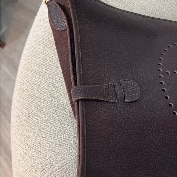 Authentic HERMES EVELYNE GM brown cafe Togo leather - Picture 14 of 16